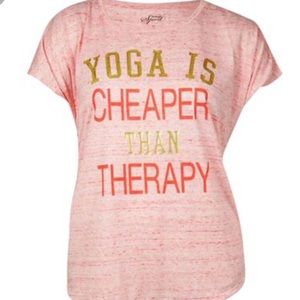 Yoga Is Cheaper Than Therapy Tee. Cap sleeve 1X
